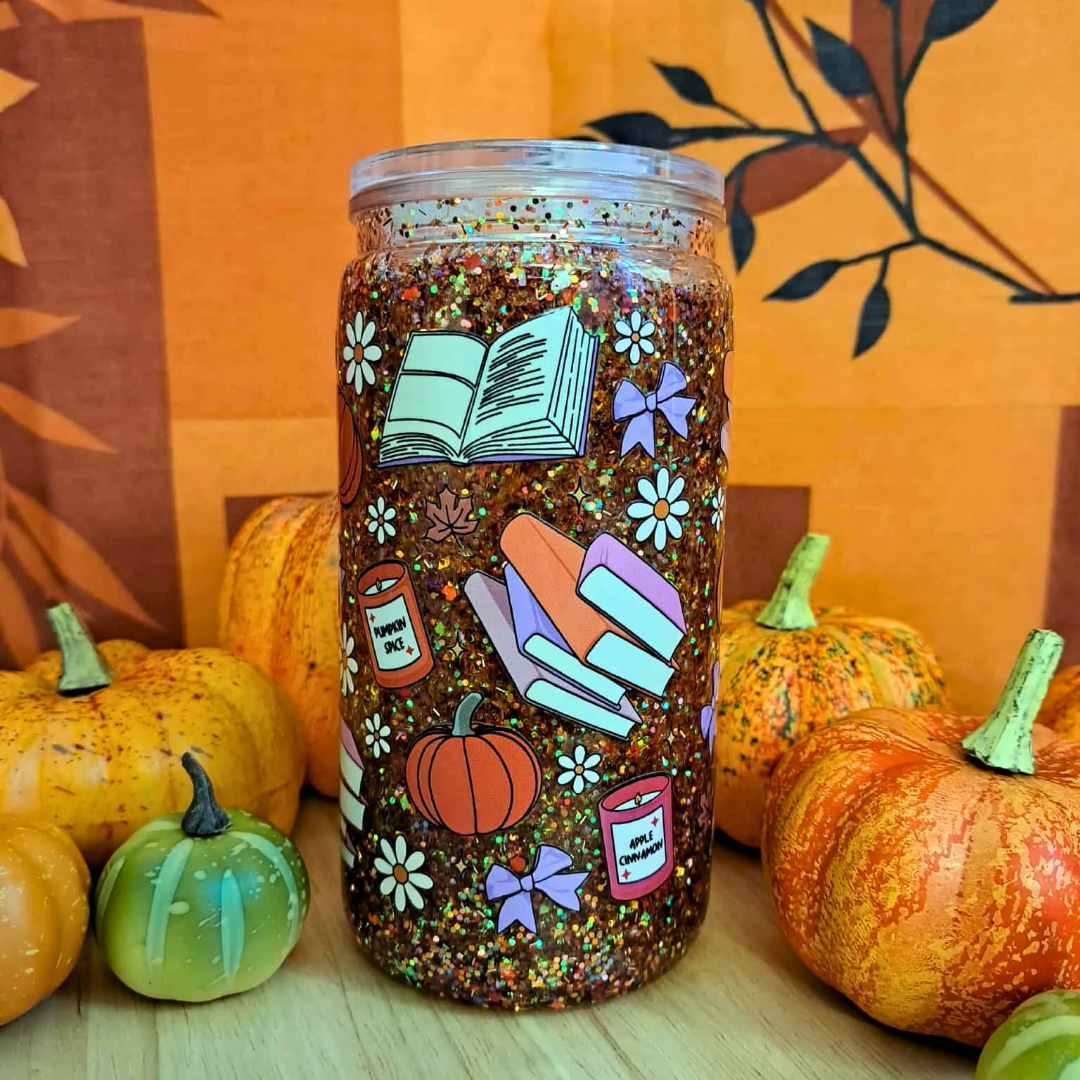 Verre snow globe - Lecture d'automne