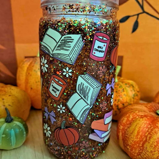 Verre snow globe - Lecture d'automne