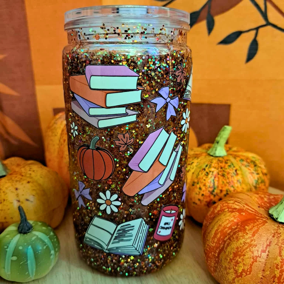 Verre snow globe - Lecture d'automne