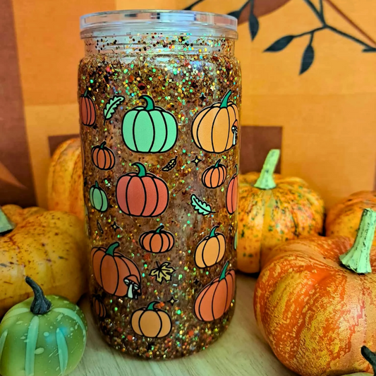 Verre snow globe - citrouille