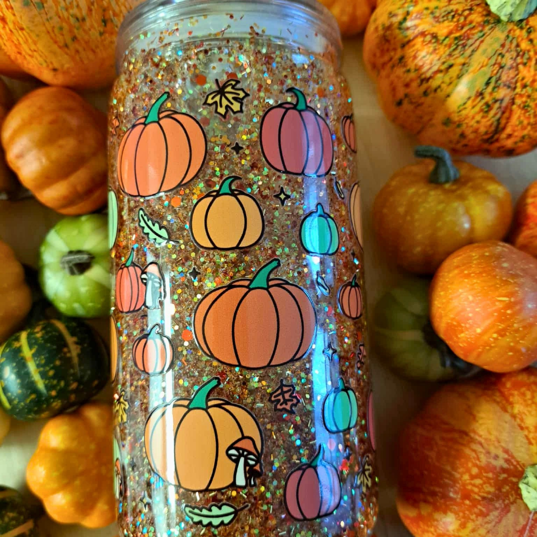 Verre snow globe - citrouille