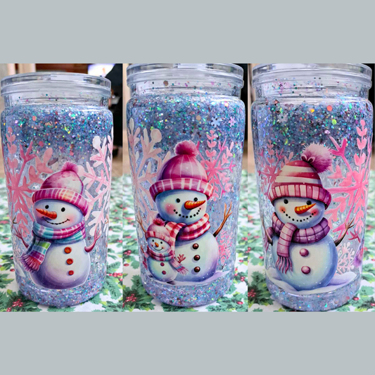 Verre Snow Globe – Famille de bonshommes de neige