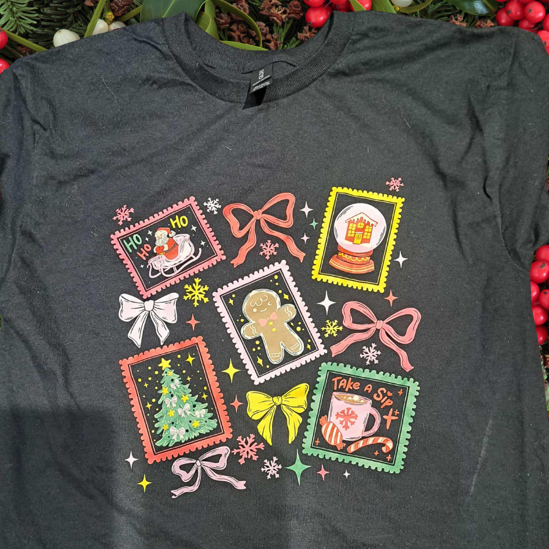 T-shirt de Noël – « Timbres festifs »